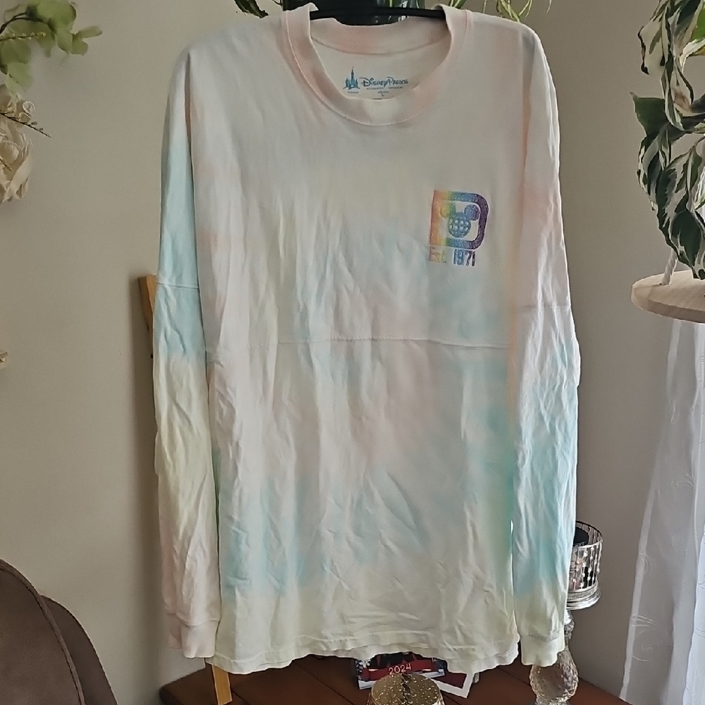 Disney Long Sleeve Pastel Tie Dye Glitter Lettering